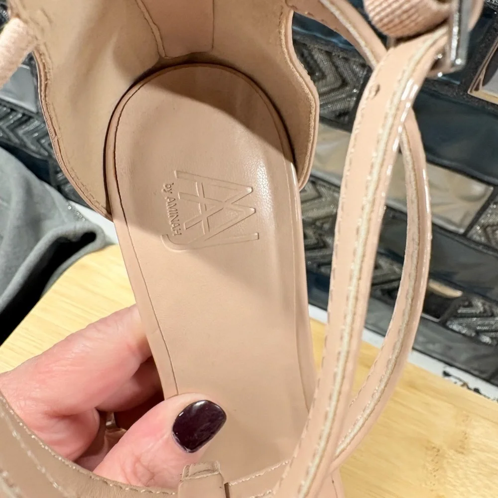 Chic Beige Patent Leather Heels